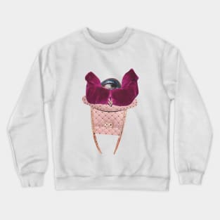 Wary Girl in Pink Fur Crewneck Sweatshirt